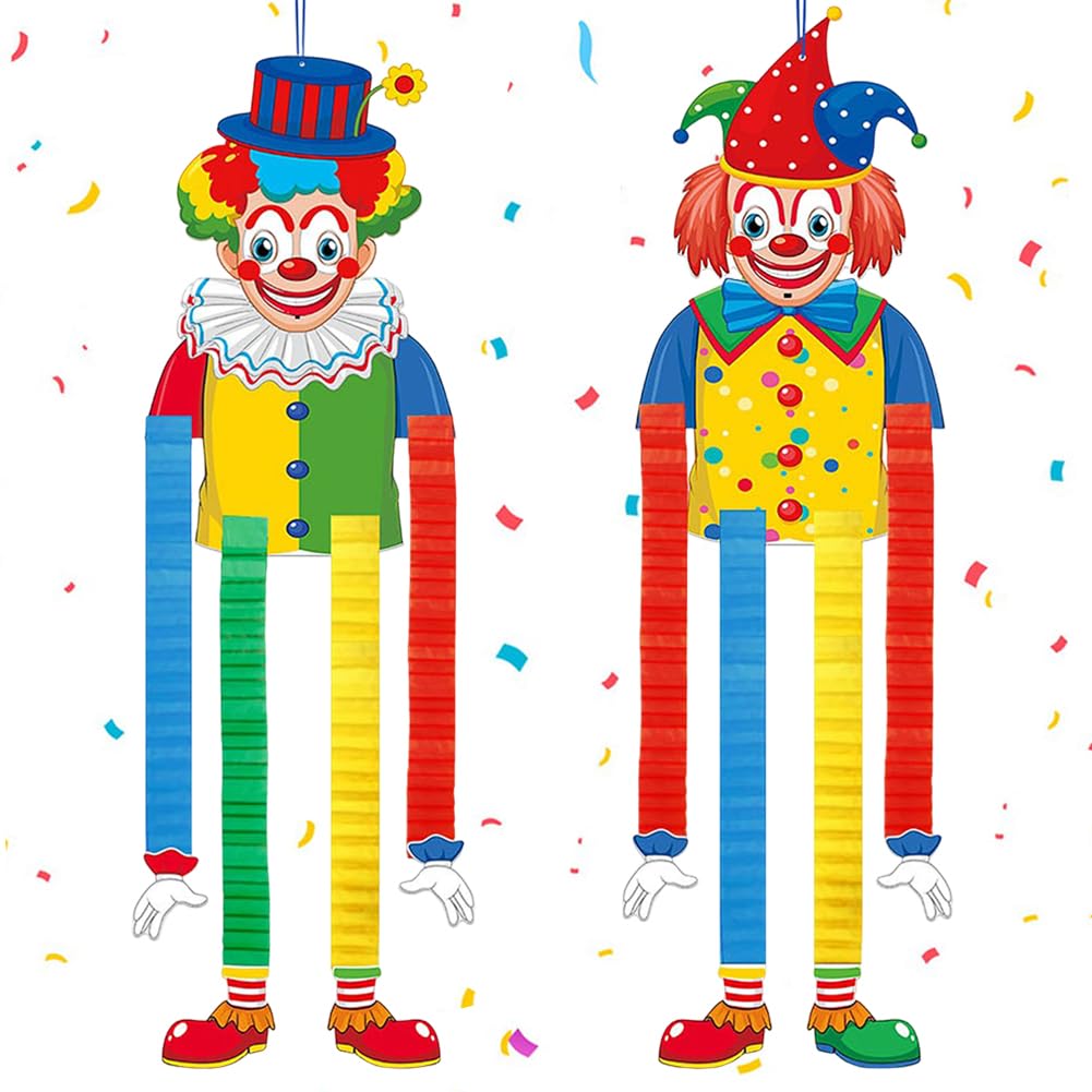 Hatfryf Paper Clown Carnival Decorations, Circus Party Decorations, Carnival Party Supplies, Circus Supplies Hanging Paper, Wall Decor For Birthday Theme Hanging Decoration