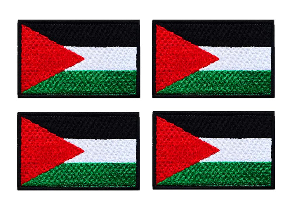 4 PCS Palestine Flag Iron On Patch National Palestinian Flag Tactical Embroidered Military Emblem Sew On Applique Badge Patches for Clothing Jacket Jeans Hat Bag Pants Backpack Costume T-Shirt Jersey