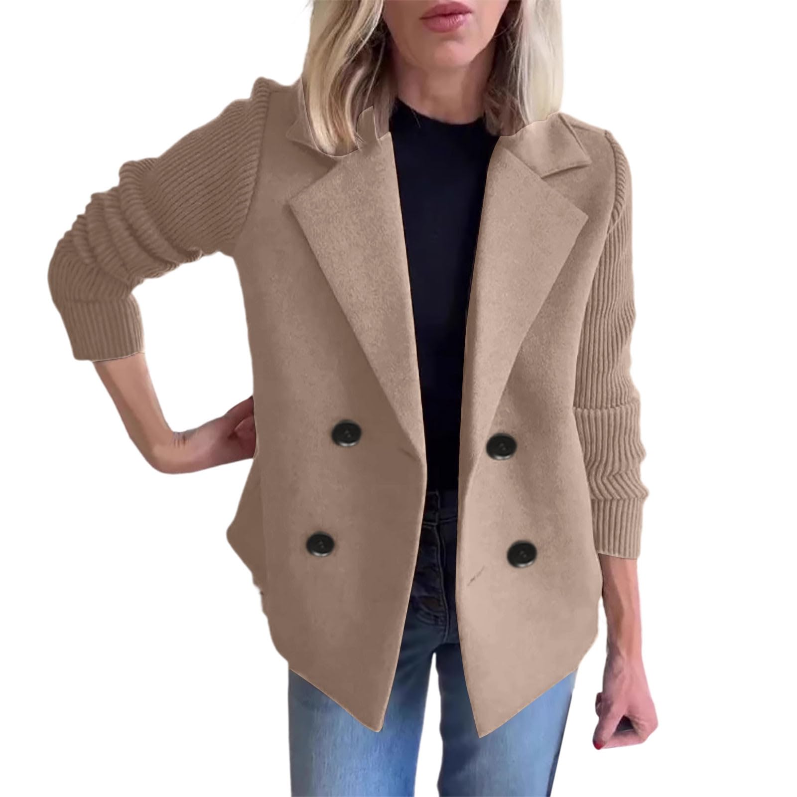 Piumino Donna Cappotto Aperto con Bottoni in Tinta Unita da Donna, Primavera 2025, Cappotto da Lavoro Festa