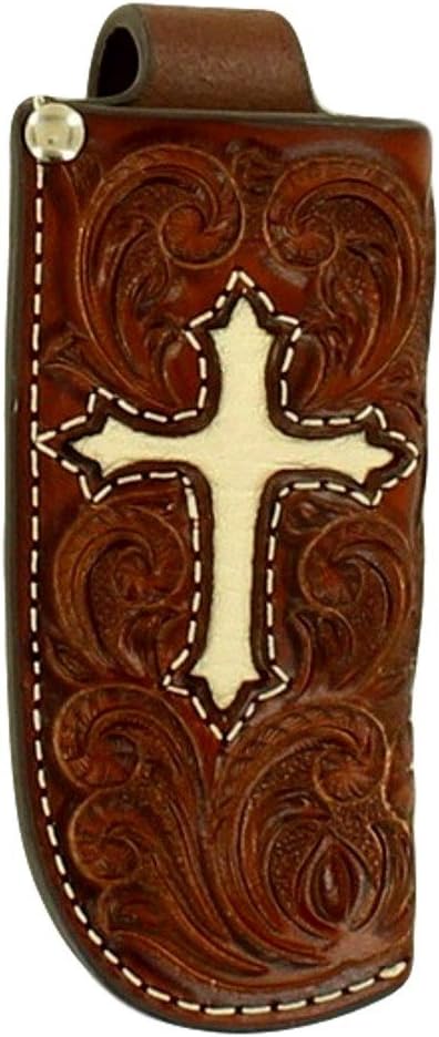 Nocona Unisex Embossed Ivory Cross Inlay Knife Sheath Tan OS