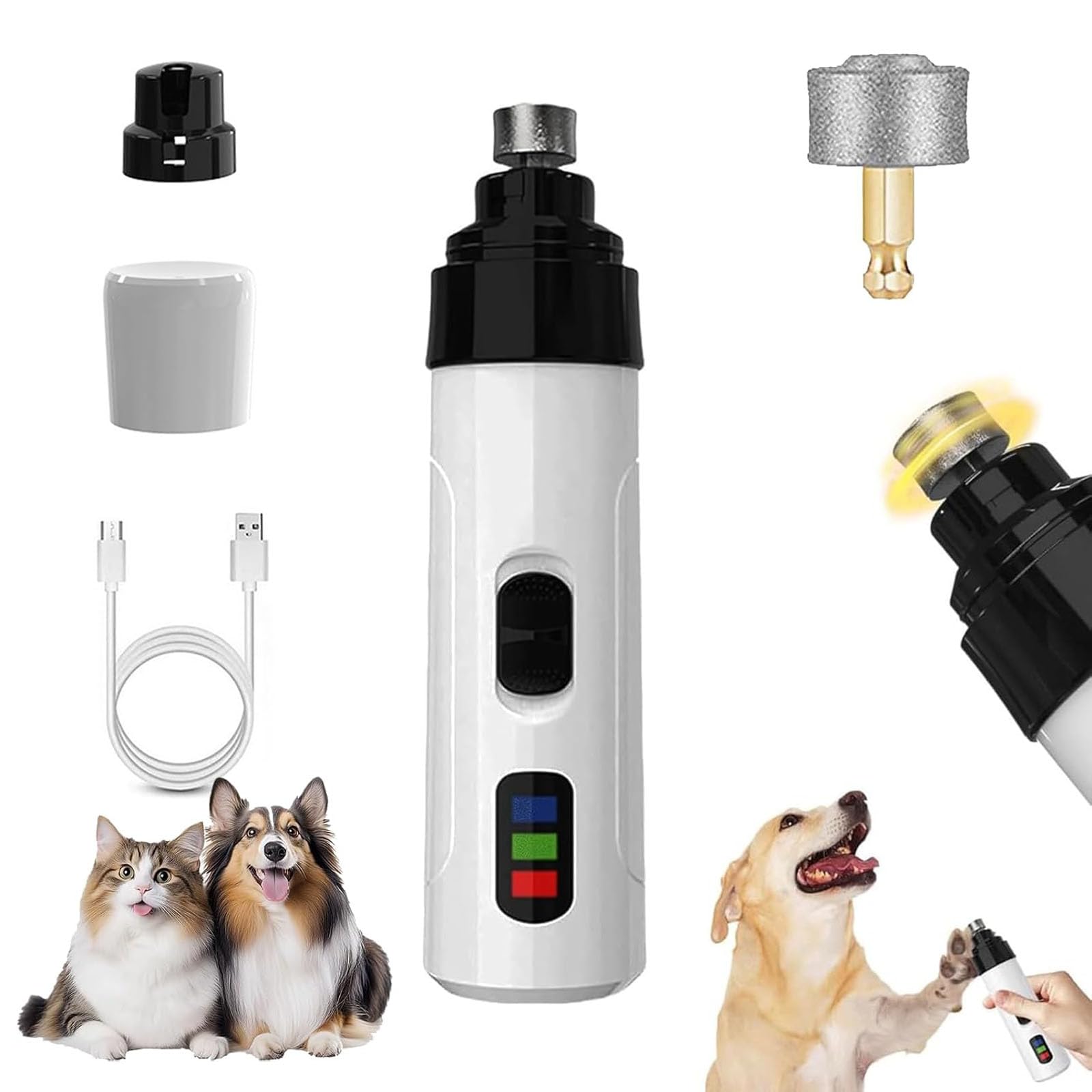 Silent Groom Pro for Dogs, 2026 New Silent Groom Pro Nail Grinder, Pet Paws Grooming Smoothing Tool, Rechargeable USB Charging Pet Nail Trimmer for Dogs and Cats (1pcs)