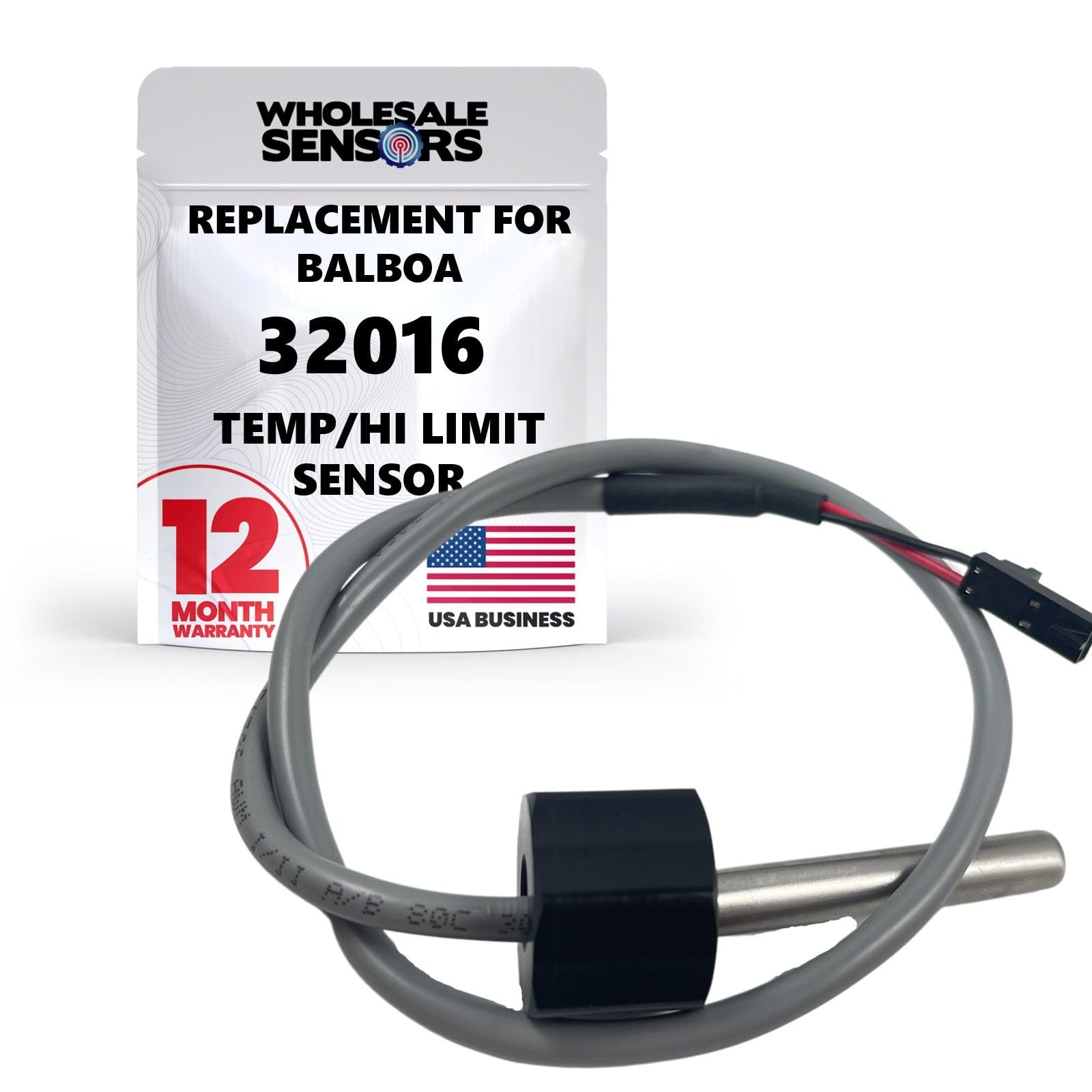 Balboa 32016 Replacement Temp/Hi Limit Sensor, 24" Cable, 1/4" Bulb, 2-pin, 12 Month Warranty-image-33