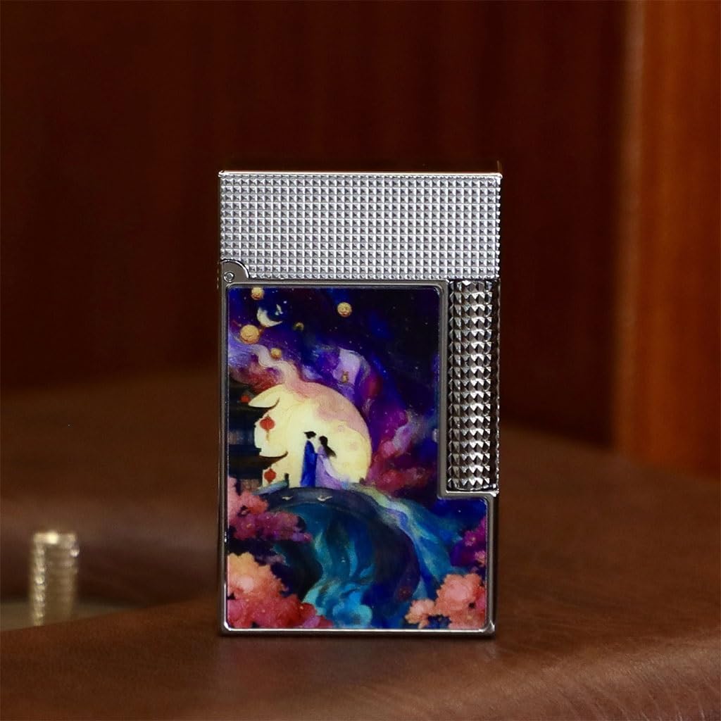 Creative Painted High-End Brass Lighter Two-Color Splicing Fashion Luxury Crisp Piano Sound Soft Flame Boyfriend Fathers Day Gift