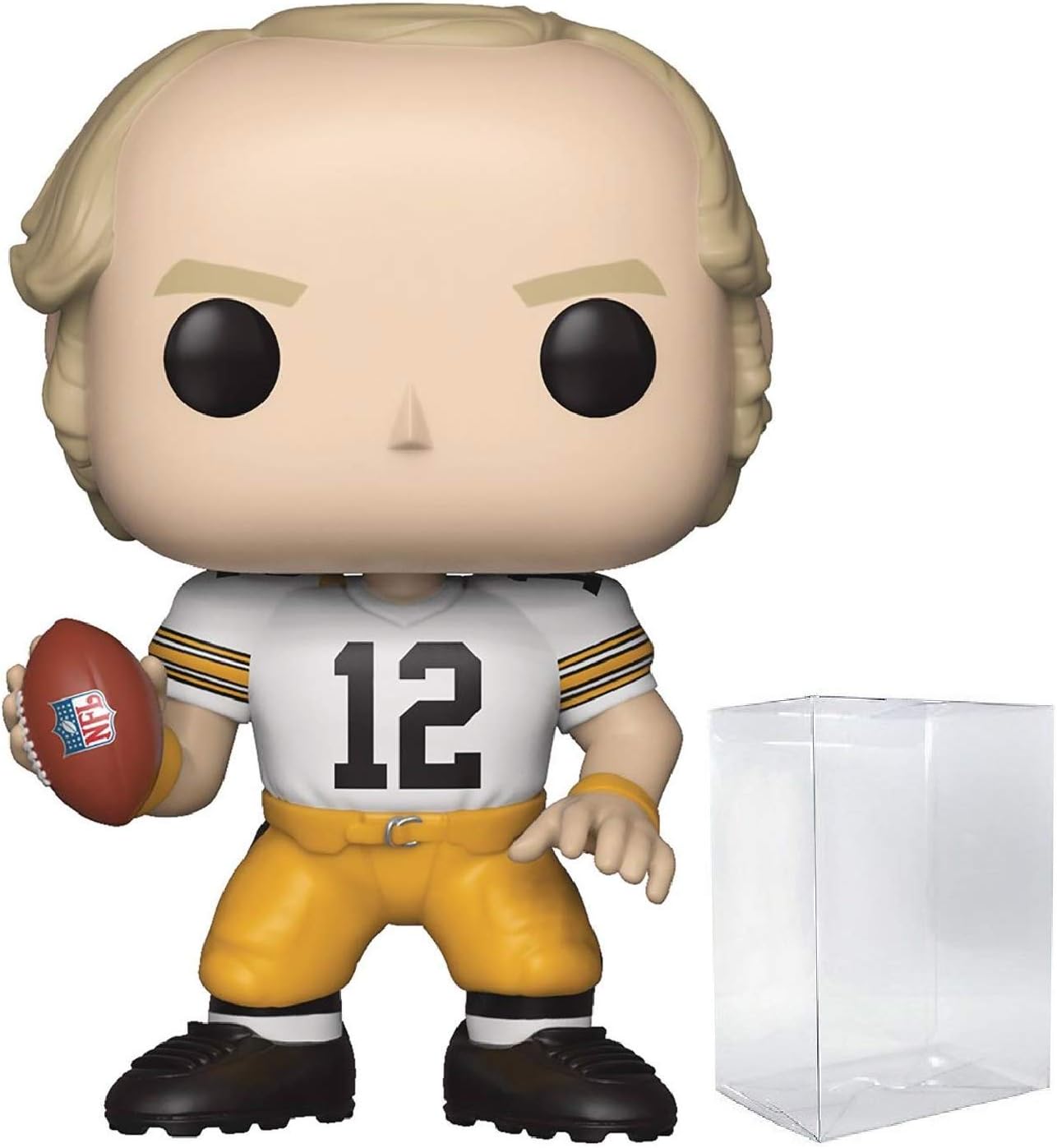POP Football Legends: Terry Bradshaw (Steelers White Home) Funko Vinyl Figure (Bundled with Compatible Box Protector Case), Multicolor, 3.75 inches