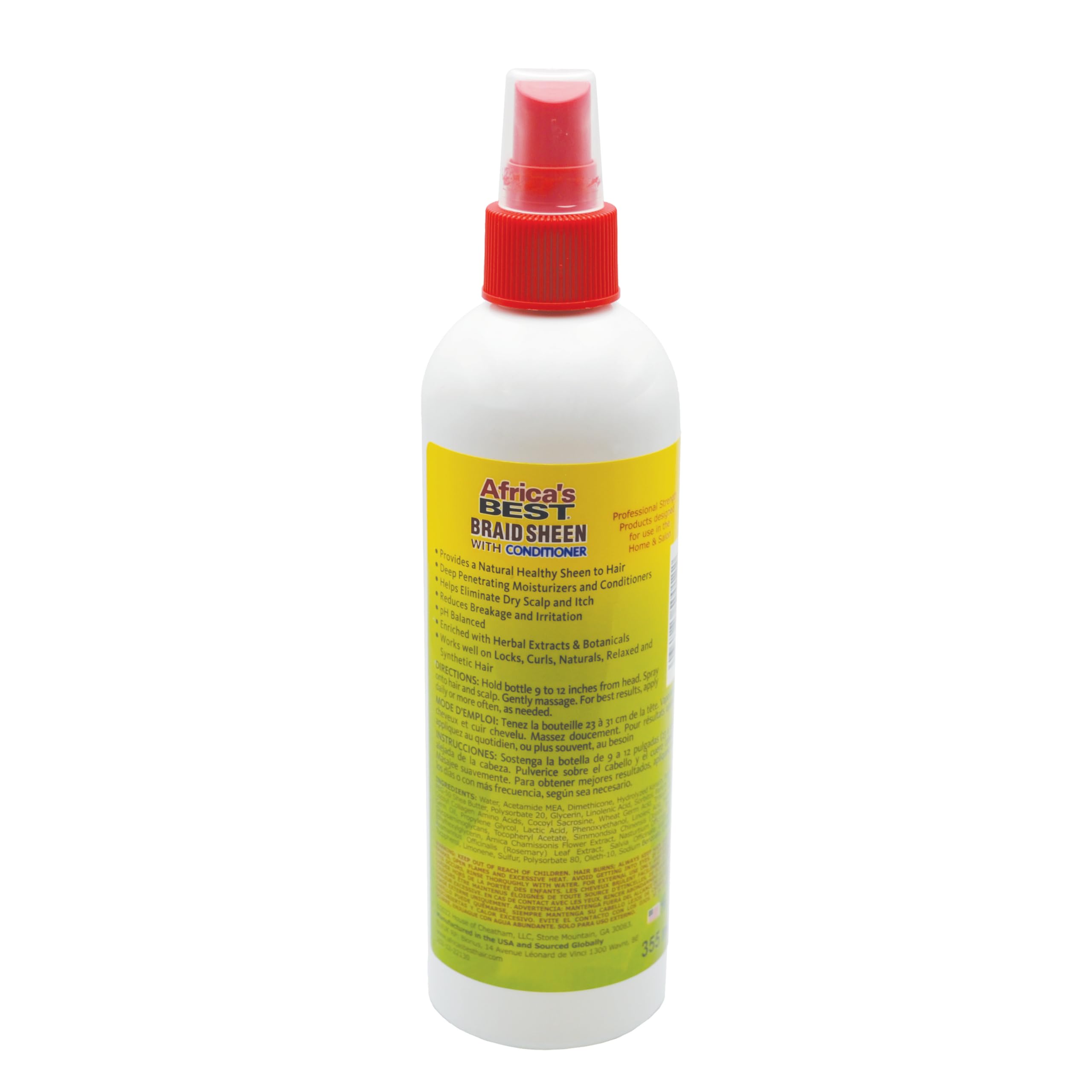 Africa's Best Braid Sheen Spray With Conditioner, 12 Ounce, Green, 1-102-12-1243-01