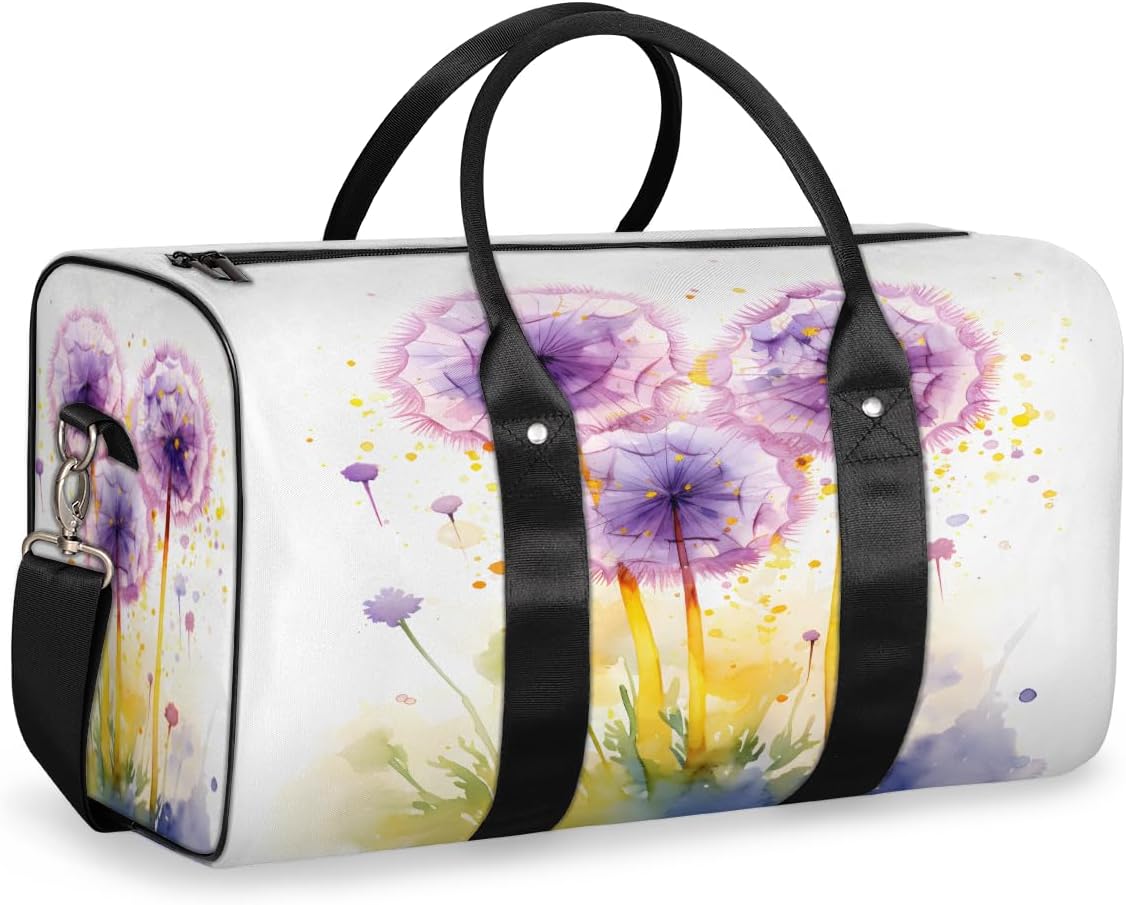 Watercolour Dandelions Travel Duffel Bag for Women Men Large Capacity Overnight Weekender Bags for Lightweight Waterproof Sport Gym Bag for Workout Yoga Swim