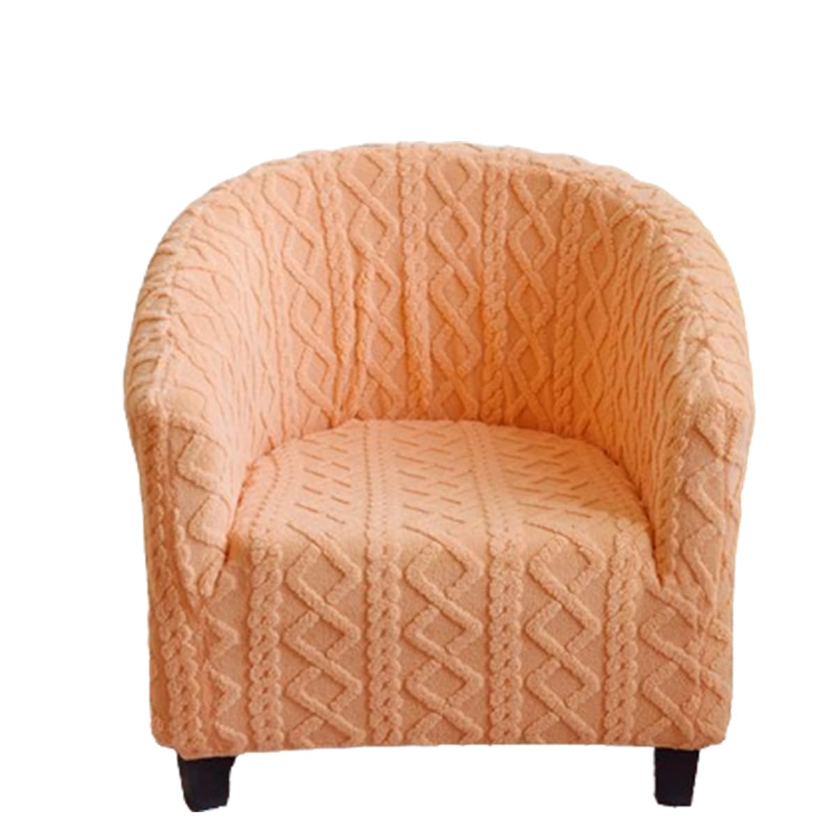 Surwin Velvet Tub Chair Covers, Solid Colour Armchair Cover Jacquard Stretch Furniture Protector, Solid Colour 650g Thickened Bucket Chair Slipcover for Bar & Home Office