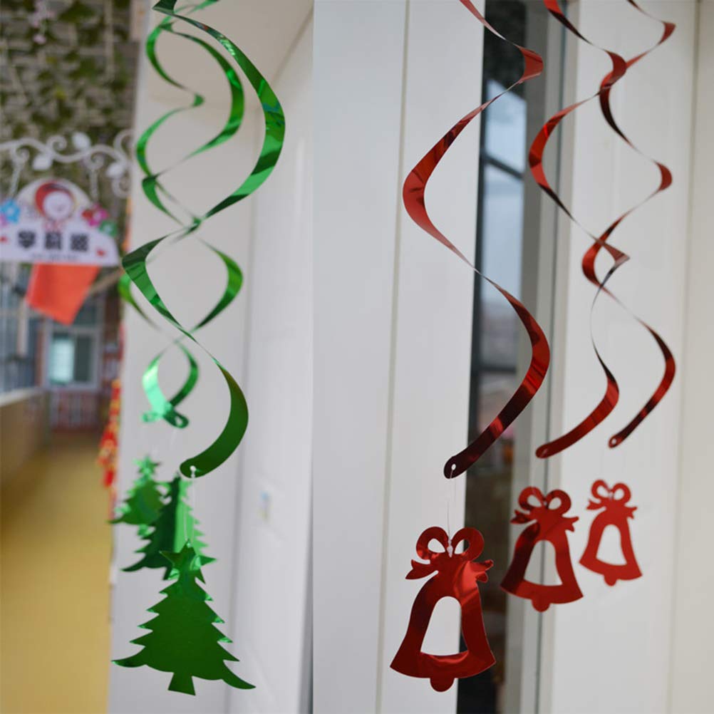 BESTOYARD Weihnachts-Girlanden Spiralen – 12 Stück, Rot & Grün, Für Decke, Fenster, Türe