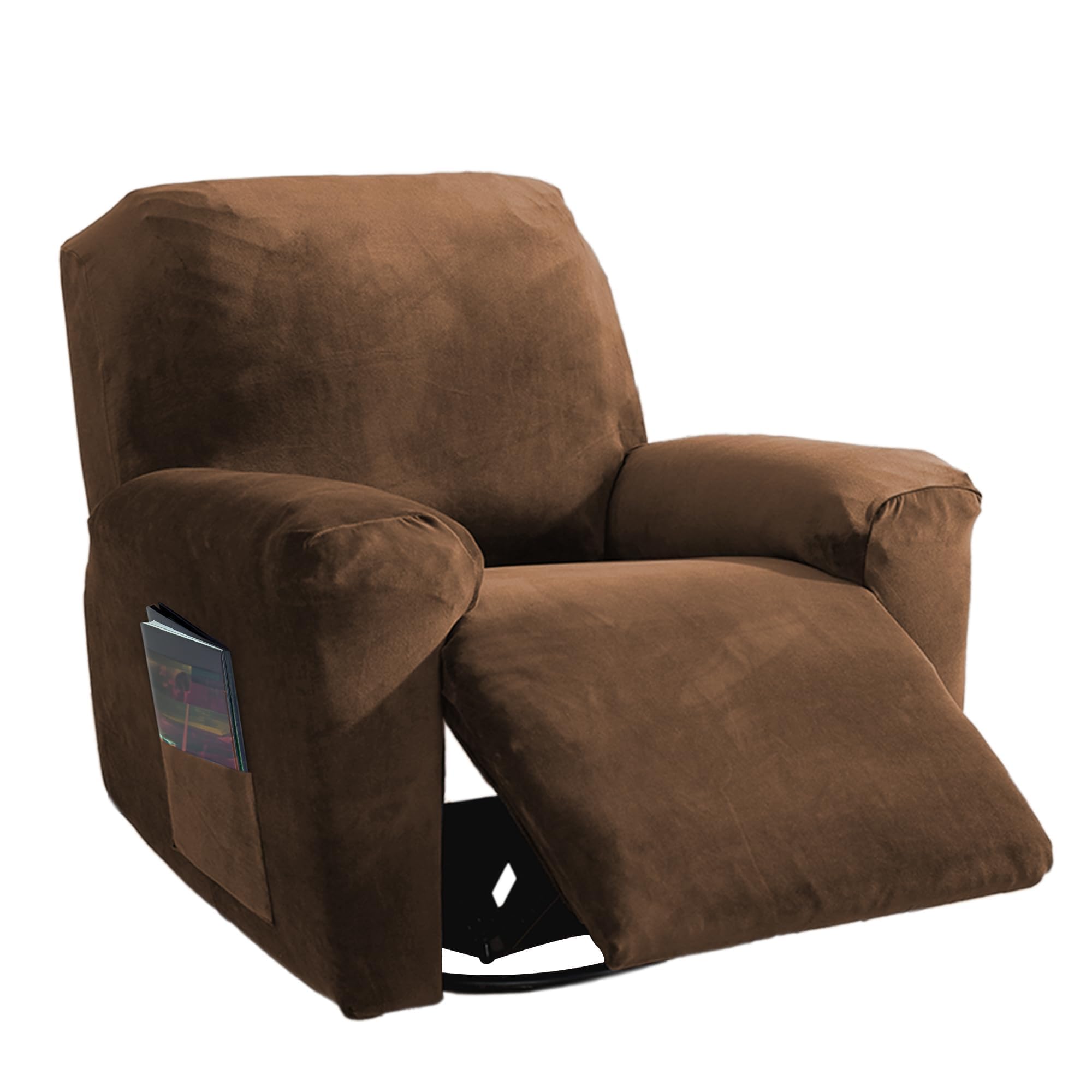 NORTHERN BROTHERS Stretchy Recliner Chair Covers, Velvet Recliner Covers, Lazy Boy Chair Cover, Brown