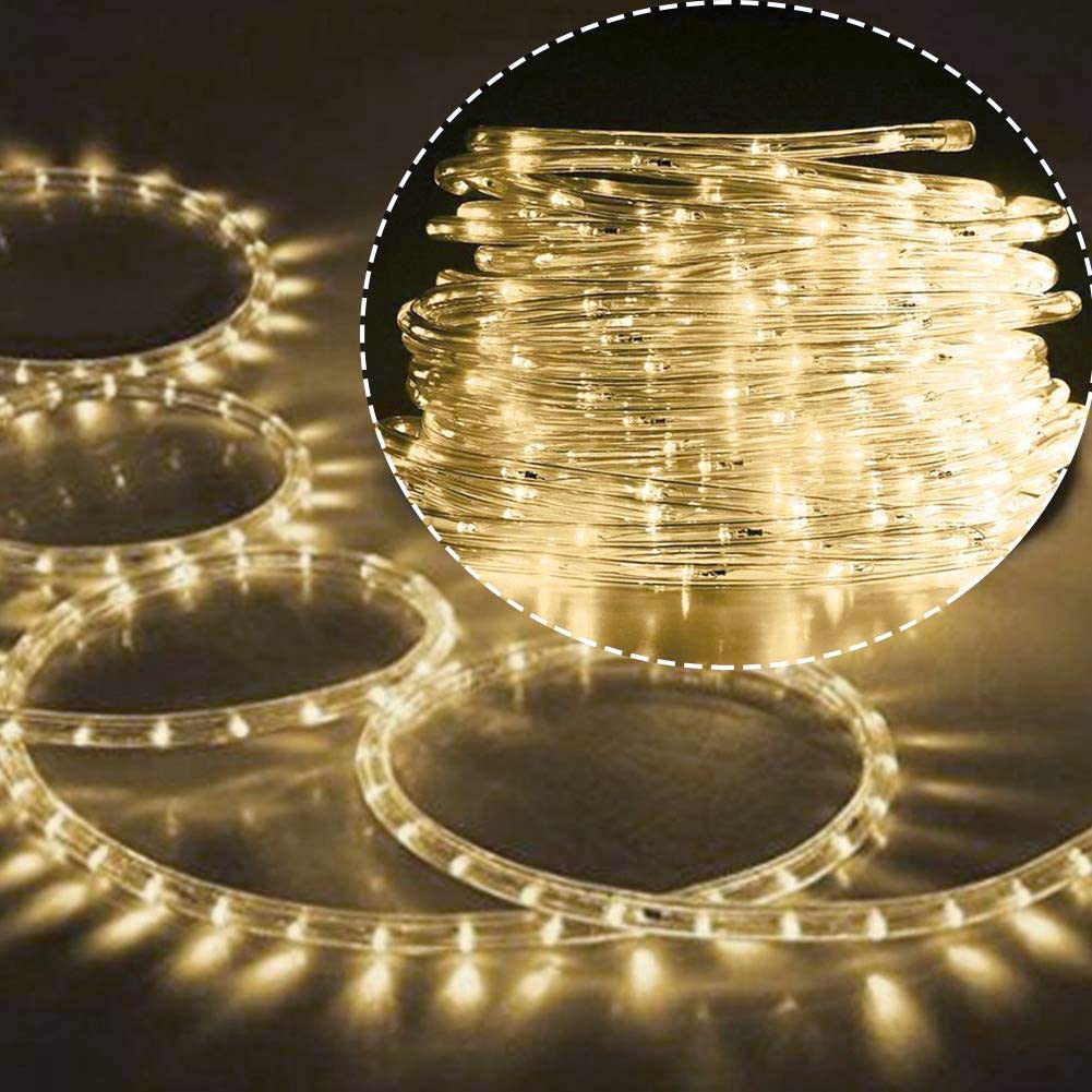 16M LED Lichtschlauch Außen, 36 LEDs/m 220V Indoor Warmweiß Schlauch Leuchtstoffröhre, 8-Funktions-Modus Outdoor Lichter Wasserdicht für Weihnachten Partydeko