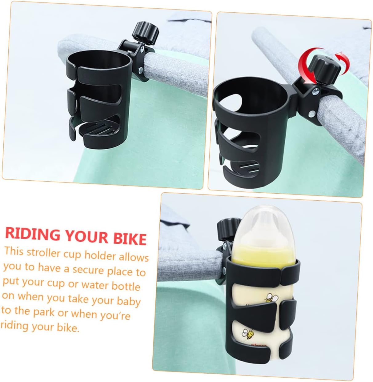 Stroller Cup Holder with Clamp Versatile Drink Holder for Stroller Bike Wheelchair More