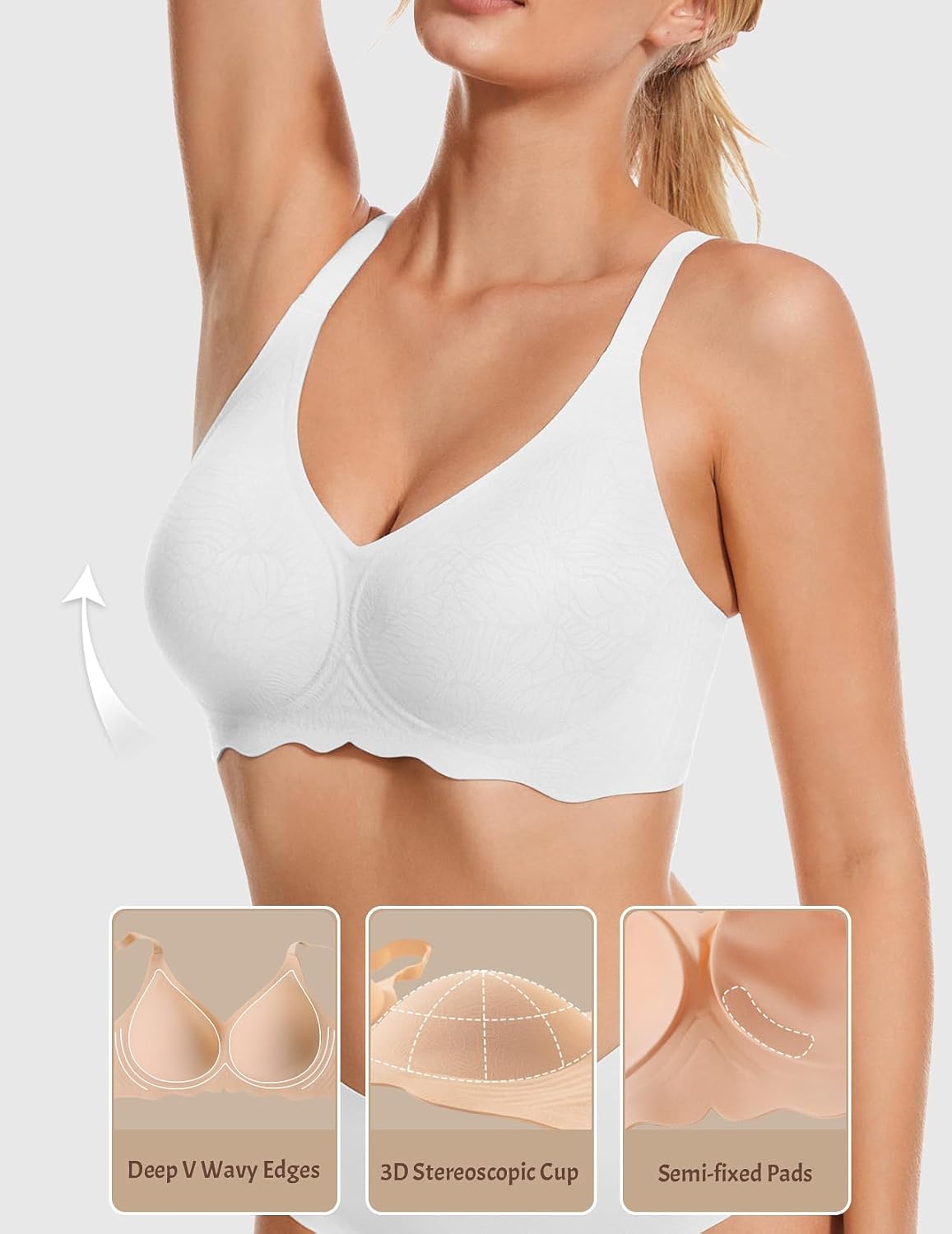 Gailife Wireless Bras for Women No Underwire Seamless Pushup Bralettes with Support and Lift T-Shirt Bra with Extra Extender - Image 5