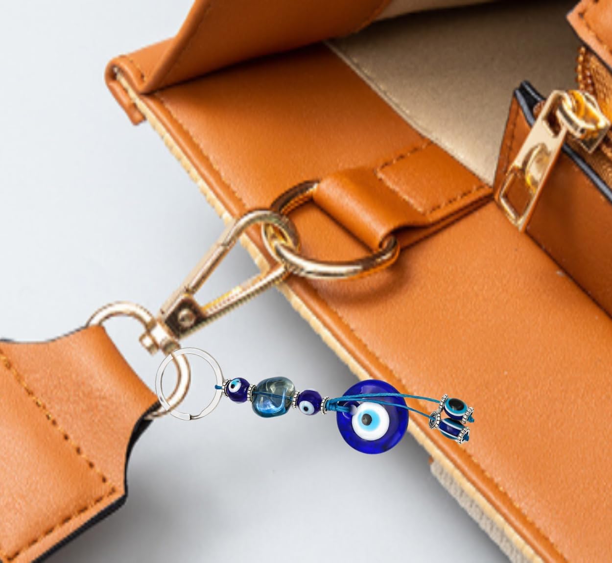 Evil Eye Keychains Blue Glass Lucky Eyeball Keychains-Unique Decorative Charm for Bags & Keys