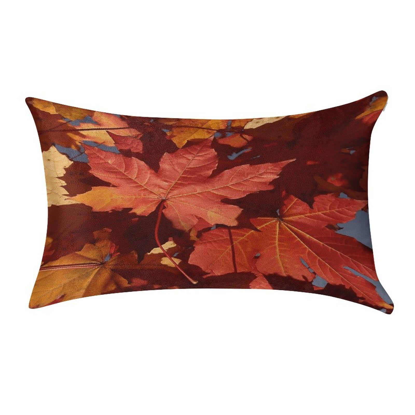 VstaDank Fall Maple Leafs Throw Pillow Cover 12"×20" Ultra Soft Pillowcase Cozy Lumbar Pillow Shell Gold Velvet Exquisite Decorative Cushion Sham Protector for Couch Sofa Bedroom