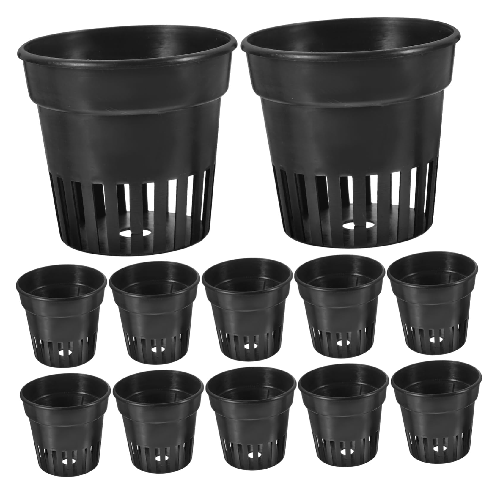 Holibanna 12Pcs Nursery Pot Baskets for Aquatic Plants Plastic Grow Cups with Drainage for Hydroponic Gardening and Water Plant Cultivation Black