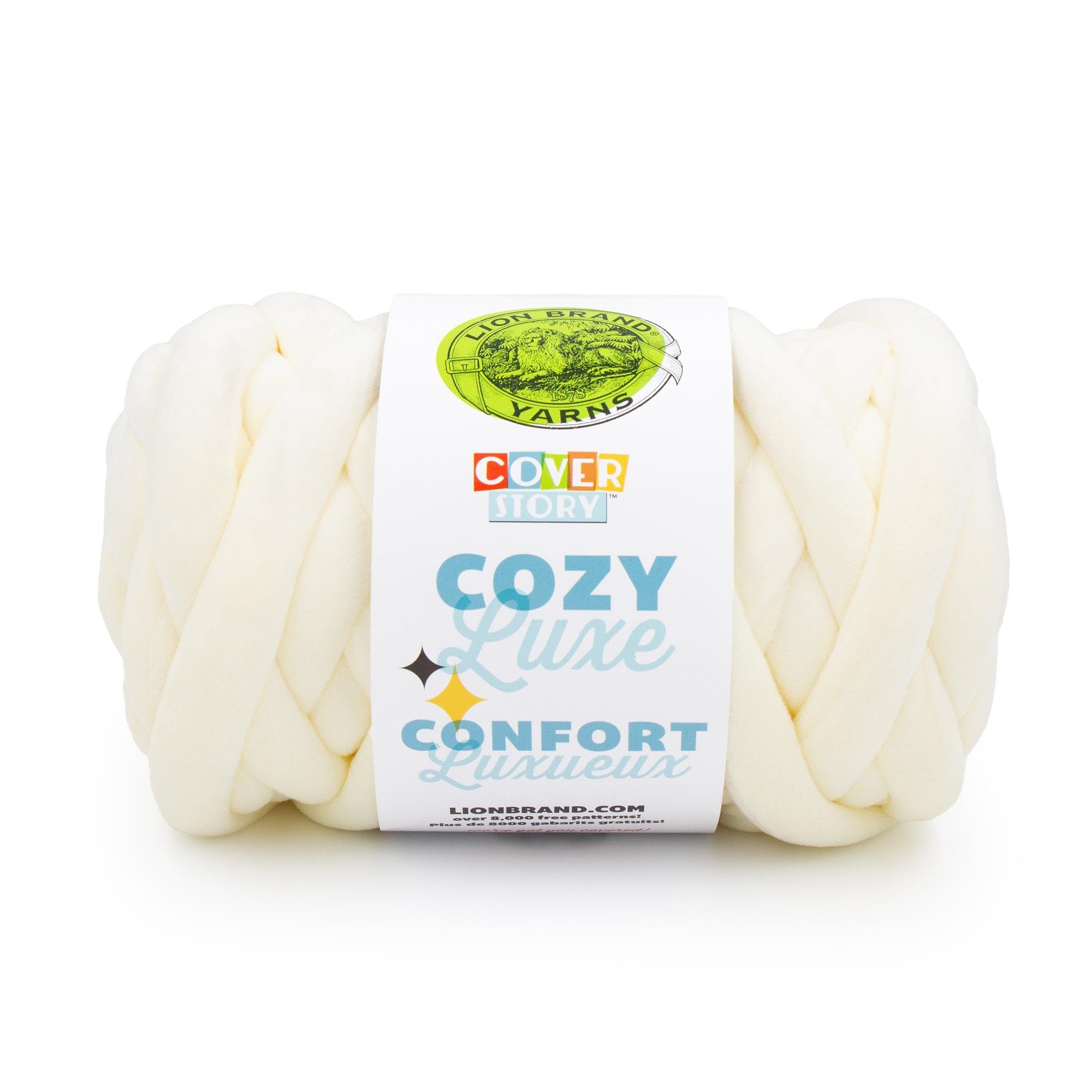 Lion Brand Yarn, Cover Story Cozy Luxe koc do robienia na drutach i szydełkowania, kremowy, 1 opakowanie