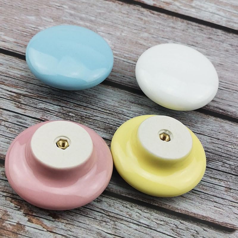 10x Mushroom Ceramic Cabinet Drawer Knobs Porcelain Kids Wardrobe Handles For Closet Cupboard Kitchen Furniture Pulls - (Color: MushroomCeramicPink)