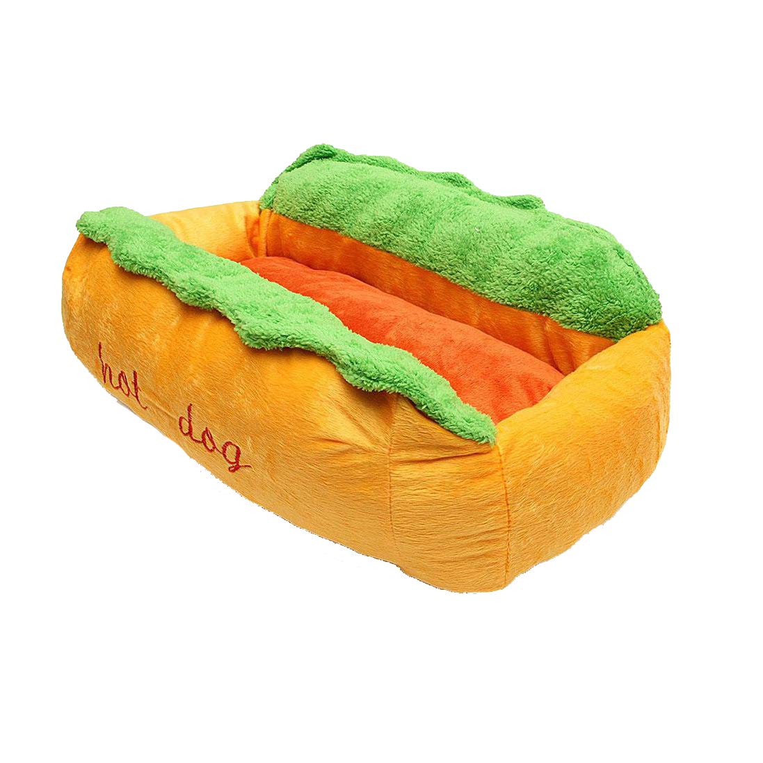 EVERTREND Cotton Hot Dog Shape Pet Bed Kennel Cat Dog Nest Puppy House Warm Mat Cushion Washable Pad