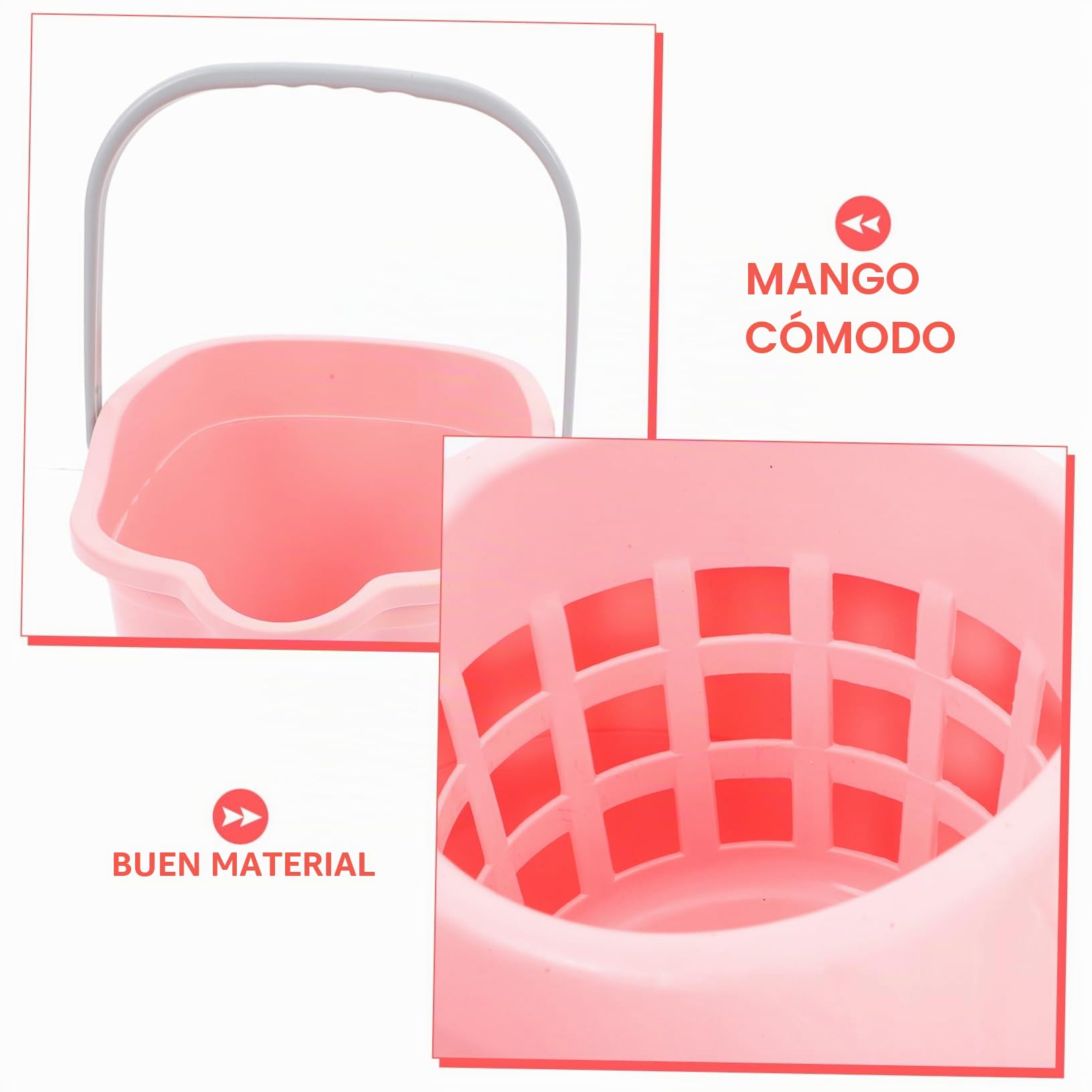 Healeved Cubo de Fregar para Trapeador de Agua, Portátil y Desplegable, Rosa