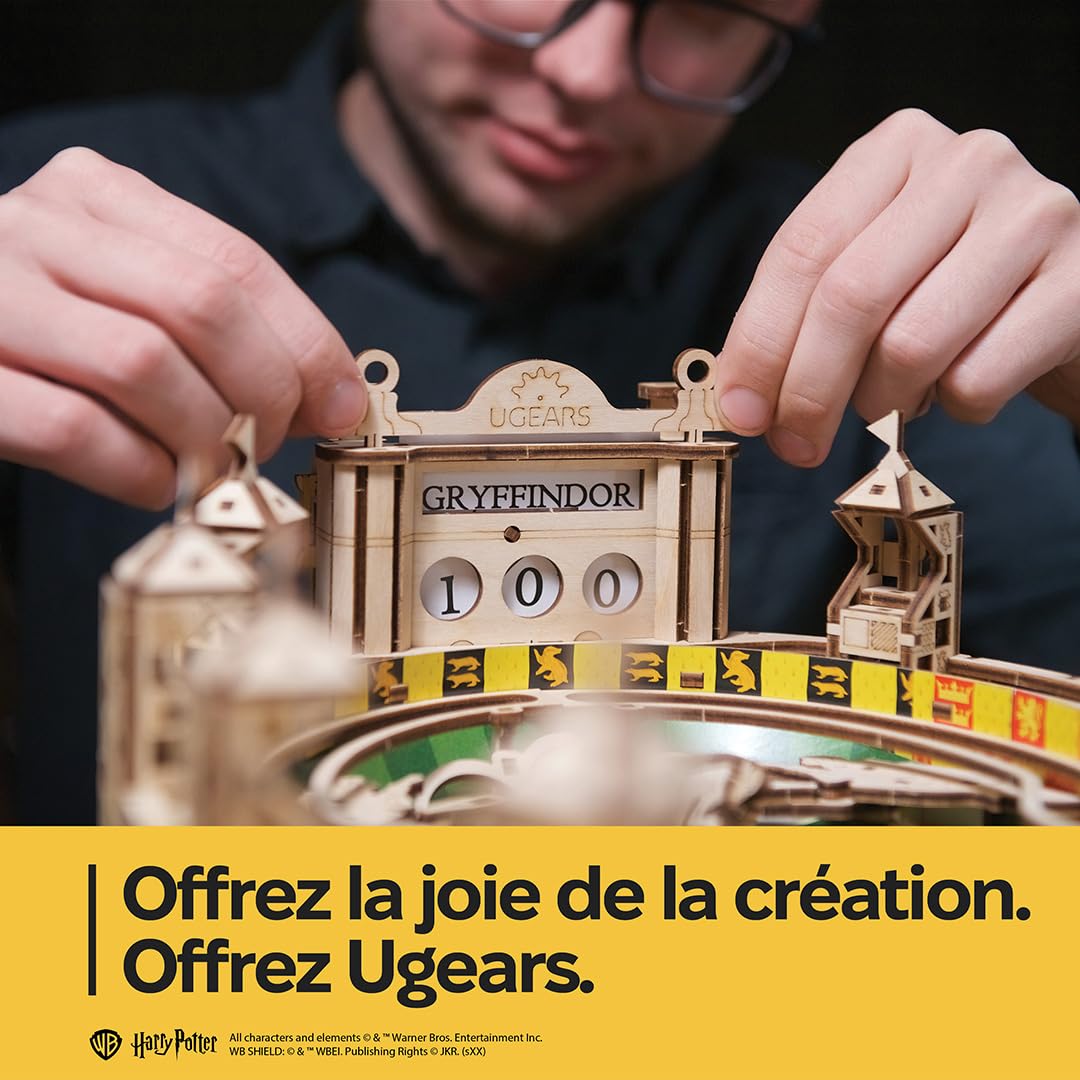 Ugears Machine Flipper Quidditch 3D Puzzle - Harry Potter Puzzles 3D en Bois pour Adultes - Kit DIY avec Flippers Fonctionnels - Kits de Modèles Mécaniques en Bois Fête des Pères - 402 Pièces