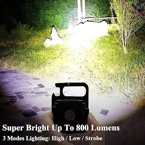 Image of K D Pack of 02 Keychain COB LED Flashlight Rechargeable | 800 Lumens Mini Torch with Magnet, Bottle Opener & 3 Lighting Modes | Portable Emergency Light with Type-C Charging