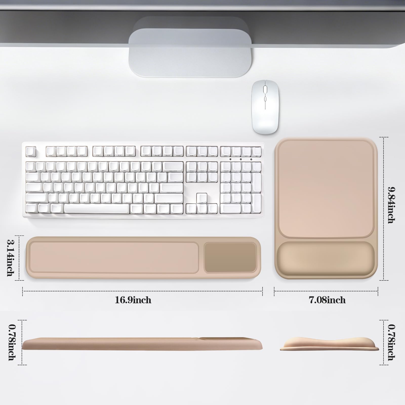 Poggiapolsi per tastiera del computer e mouse pad set - colore albicocca
