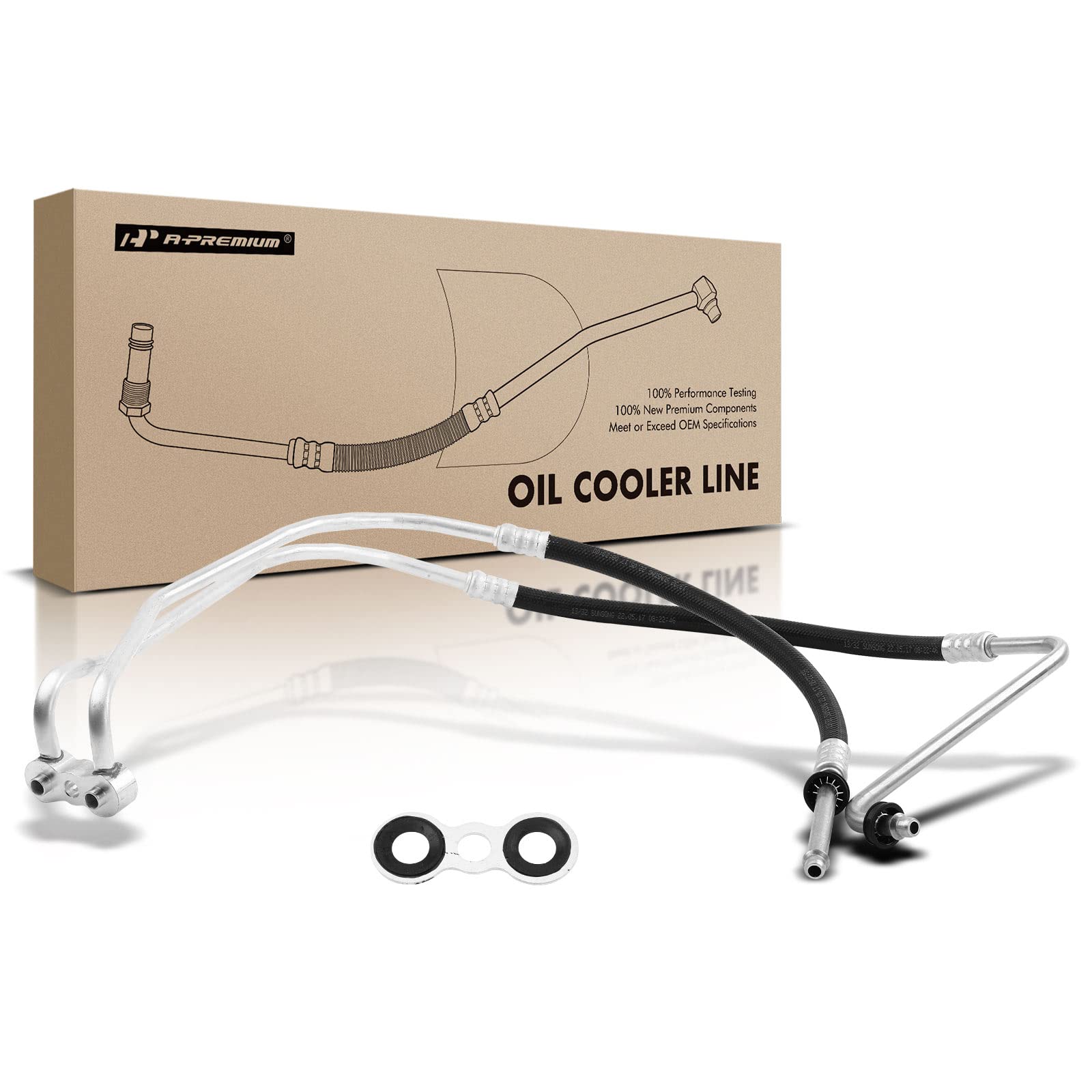 A-Premium Inlet and Outlet Engine Oil Cooler Line Hose Assembly Compatible with Chevrolet Express 1500 2500 GMC Savana 1500 2500 1996-2004 4.3L