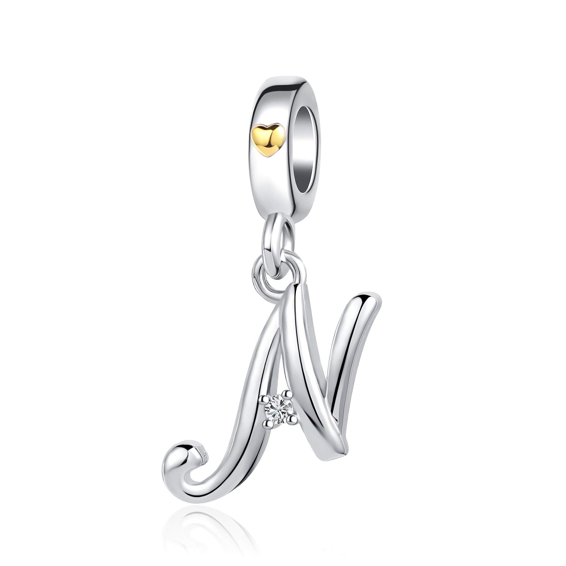 Silver Initial A-Z Letter Charm Compatible Pandora Charm Bracelets for Women Jewelry