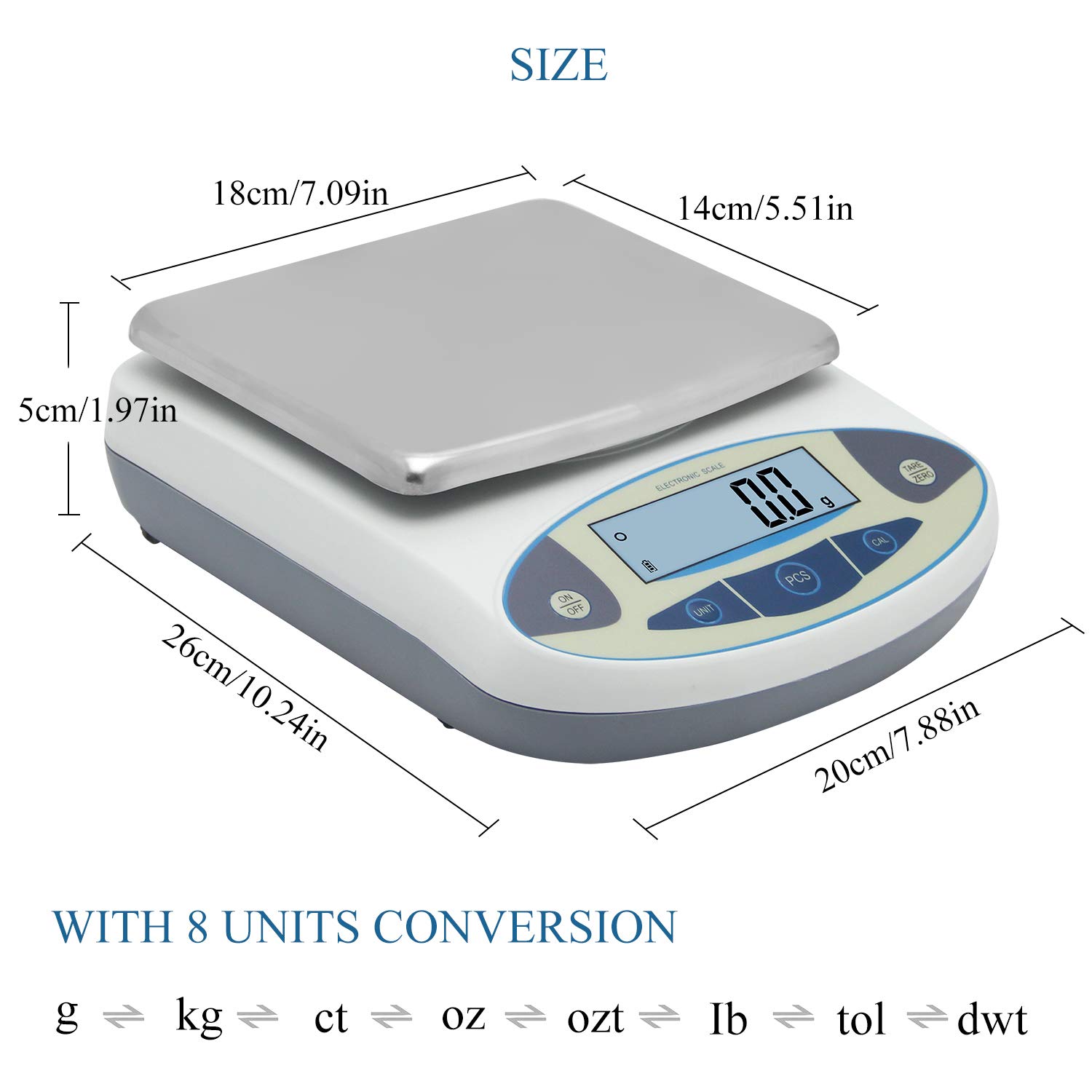 Bonvoisin Balanza Electrónica Analítica Bascúla de Laboratorio 0.1g Precisión Amplio Rango de Pesaje Balanza de Cocina Digital Balanza Escala de Oro (30kg, 0.1g)
