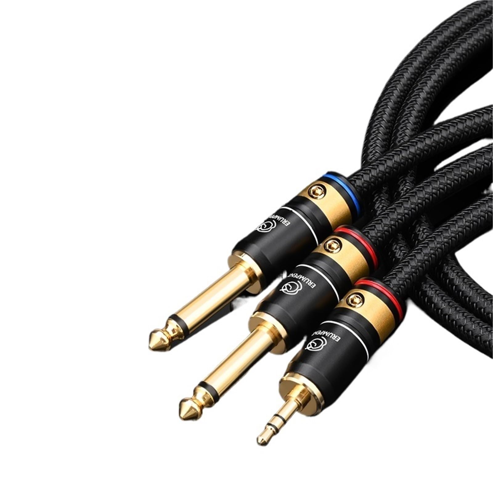 HiFi 6N kabel audio 3,5 mm na Dual 6,5 mm do wzmacniacza telefonu, pozłacana wtyczka, 3,5 stereo na Dual 6,5 TS kabel sygnałowy audio (3 m)