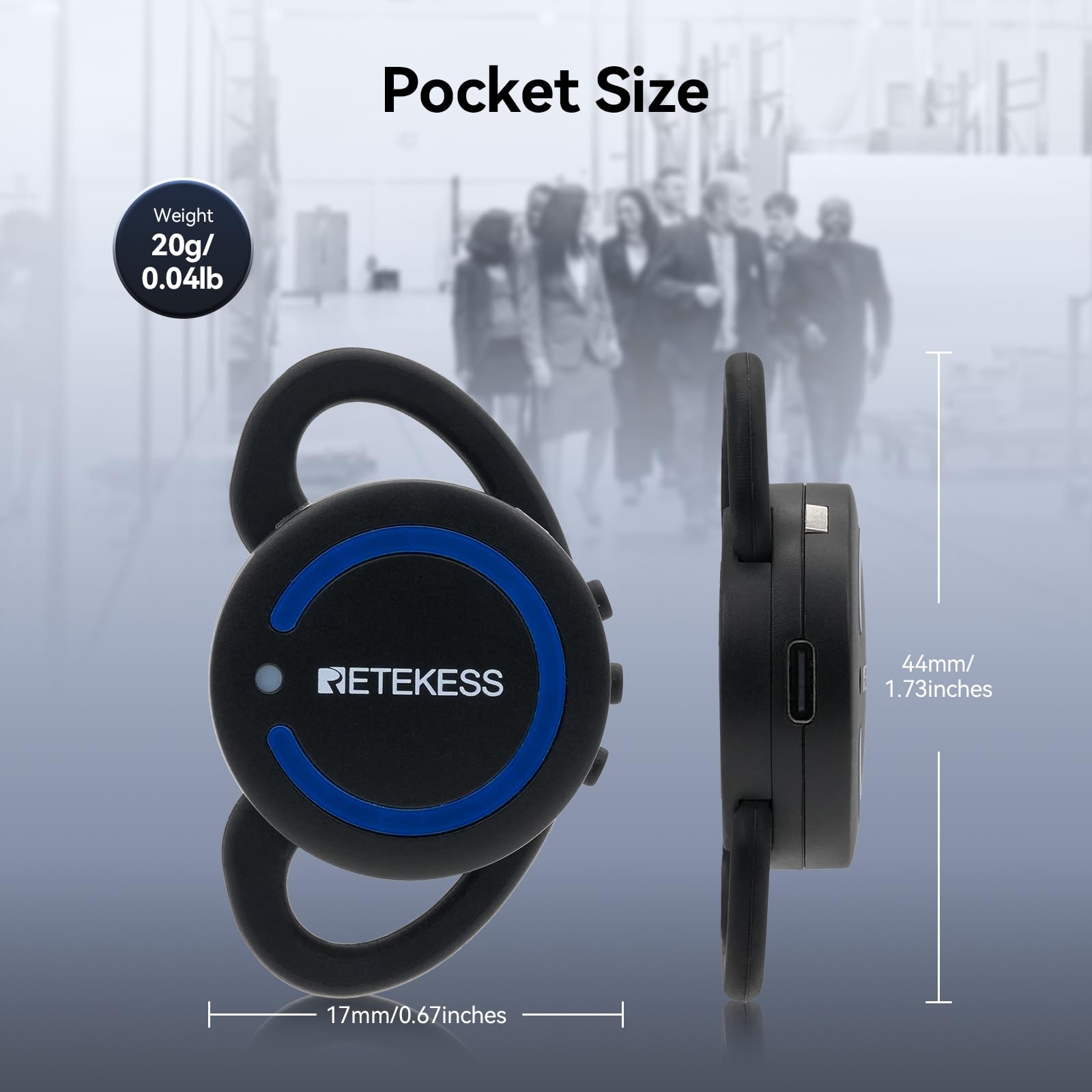 Retekess TT126R Tourguide-System, Mini-Ohrbügelempfänger, Audio-Interpretationssystem für Werksführungen, Konferenzen (5 Empfänger)