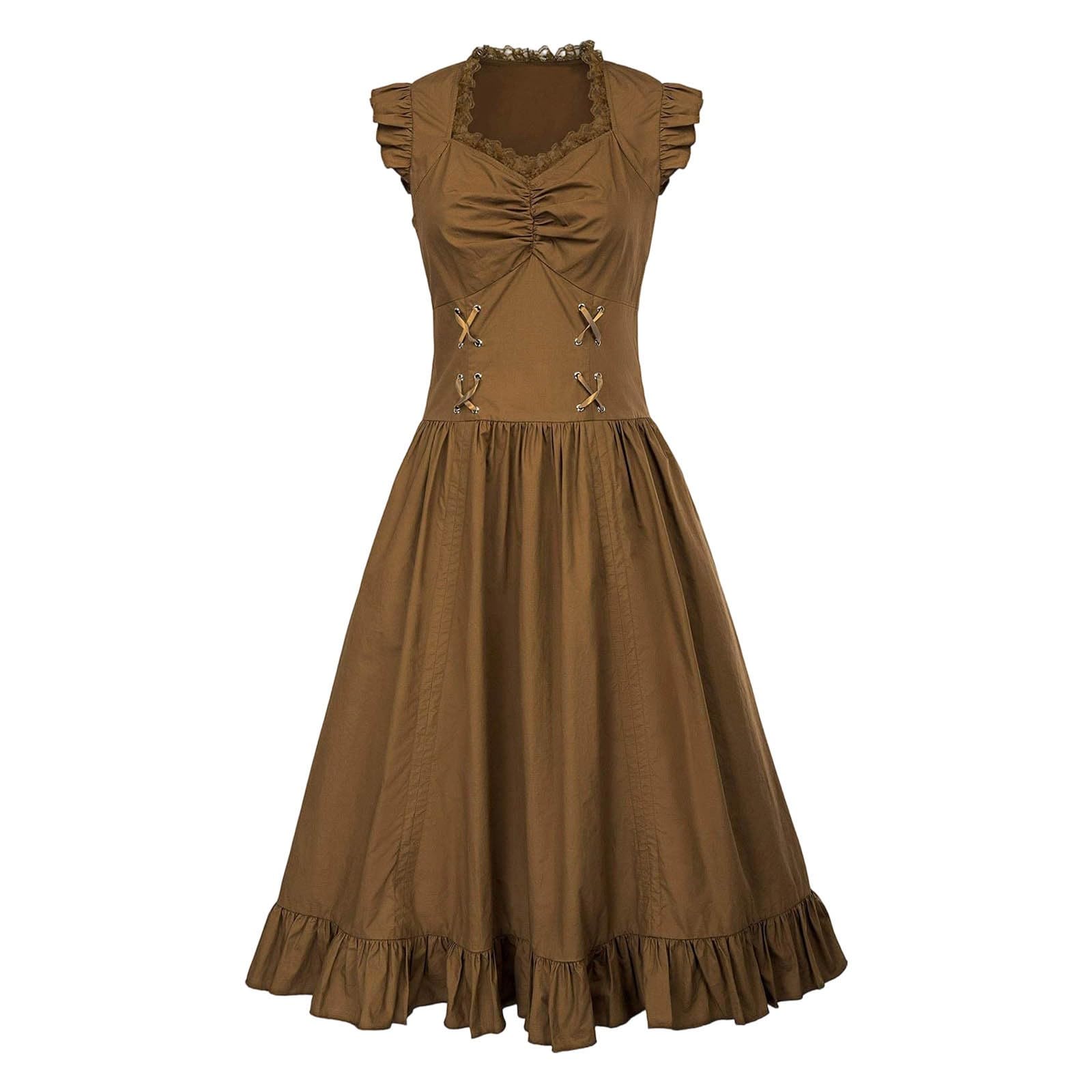 Genérico Vestido Medieval Mujer,Vestido Medieval Renacentista Con Corsé Escote Cuadrado Ajustables Para Dama Disfraz HistóRico Halloween Cosplay CelebracióN TemáTica Elegante