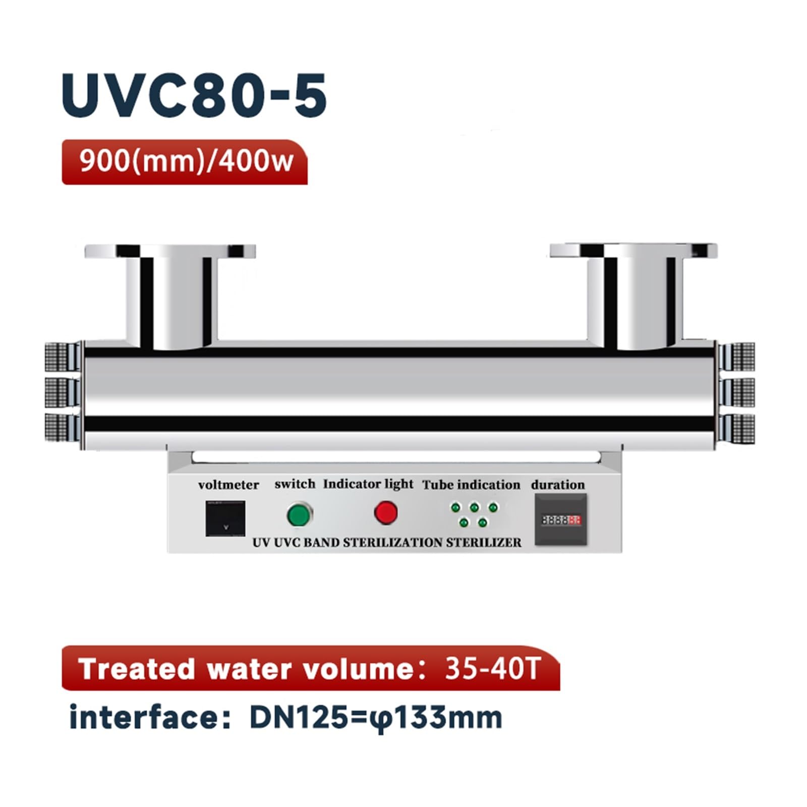 Napój System sterylizatora do uzdatniania wody UV, filtr oczyszczania akwakultury 48gpm 160W Lampa z filtrem świetlnym Wysoka Precyzja(UVC-80W-5)