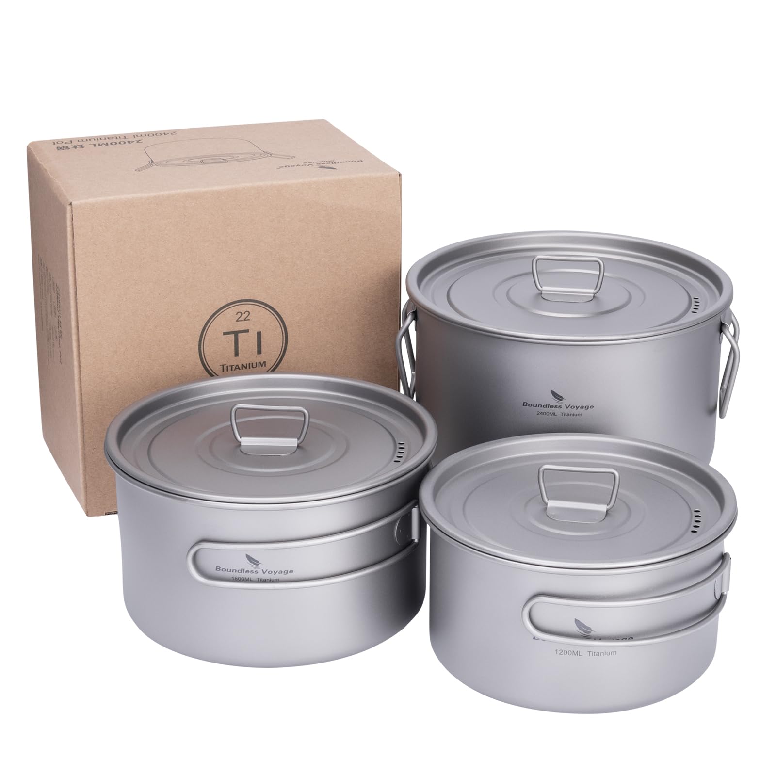 Boundless Voyage Pentola in titanio da 1,4 l / 1,6 l / 2,4 l / 2,4 l con manico pieghevole zaino in spalla pentola da viaggio picnic cucina stoviglie per 1-5 persone
