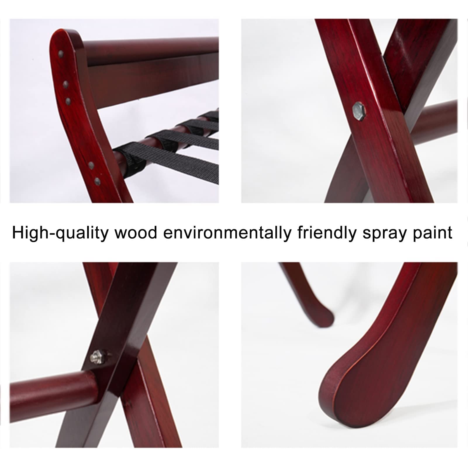 Genérico Portaequipajes clásico, maletín de Equipaje Plegable de Madera de Dos Niveles, Organizador de Madera Plegable, diseño de fácil Montaje para el hogar, Dormitorio, Viaje, Hotel (Colo