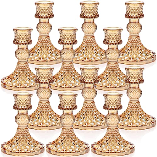 Recopilación de Candelabros de mesa , tabla con los diez mejores. 45 DARJEN - Juego de portavelas, 12 portavelas cónicos de 4 pulgadas de alto, a granel, portavelas de vidrio para bodas, festivales, fiestas y decoración de alféizar de ventana,...