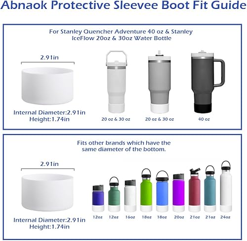 Miniatura 5 de Abnaok Juego de tapones de silicona a prueba de derrames y bota protectora para vaso Stanley H1.0 de 40 onzas y 30 onzas, popotes transparentes