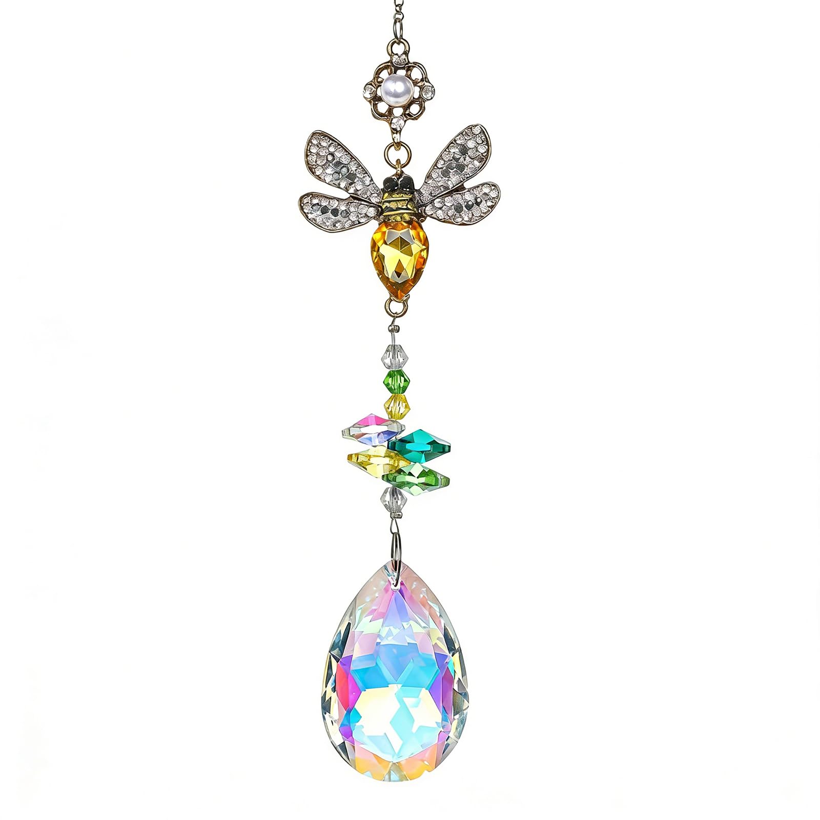 Kaslcwa Women's Colour Crystal Colorful Bee Rhinestones Suncatcher, Suncatcher Bee Gifts, Crystal Suncatchers Pendant Colorful Rhinestones Bees Gifts For Crystals Prism Sun Catcher For Home Garden Car Decor