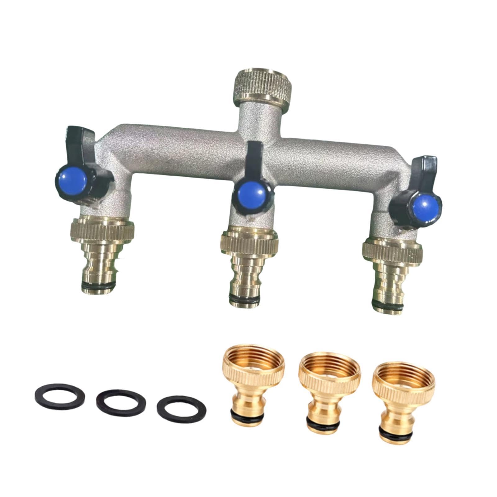 Sdoppiatore Tubo da Giardino Raccordo Valvola Ottone Estensione Manico Installazione Facile Adatto per Irrigazione Giardino Prato Irrigazione, Nero Blu