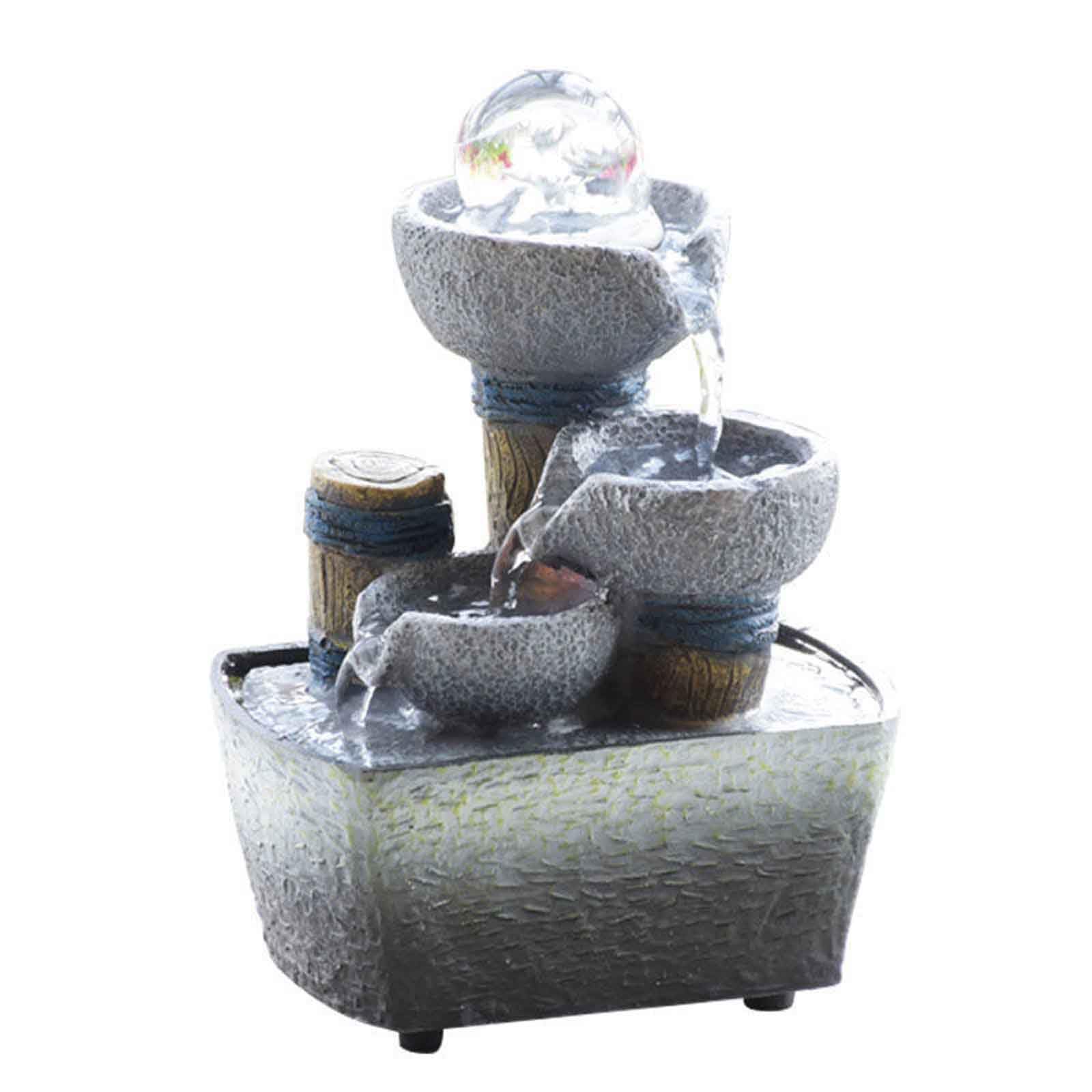 Desktop fountain, Sound Tabletop Fountains with Led Light Indoor Fountain Cascading Waterfall