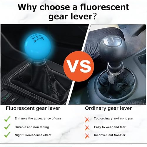 Miniatura 9 de BESULEN Cabezal de palanca de cambios para automóvil, pomos de palanca de cambios de resina de 5 velocidades con 3 adaptadores, perilla de cambio