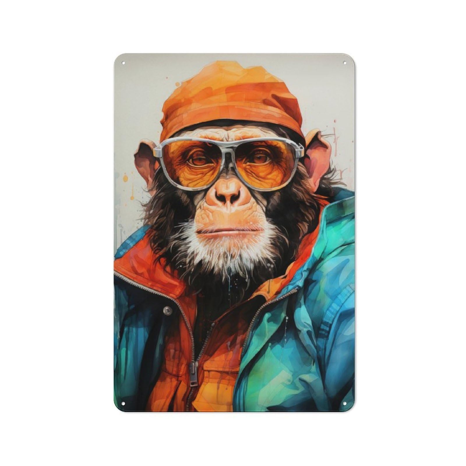 Junmoney Animal Monkey Vintage Retro Metal Sign 30X20cm Featuring Garage Wall Decor For Garage, Workshop, Shed Or Utility Room