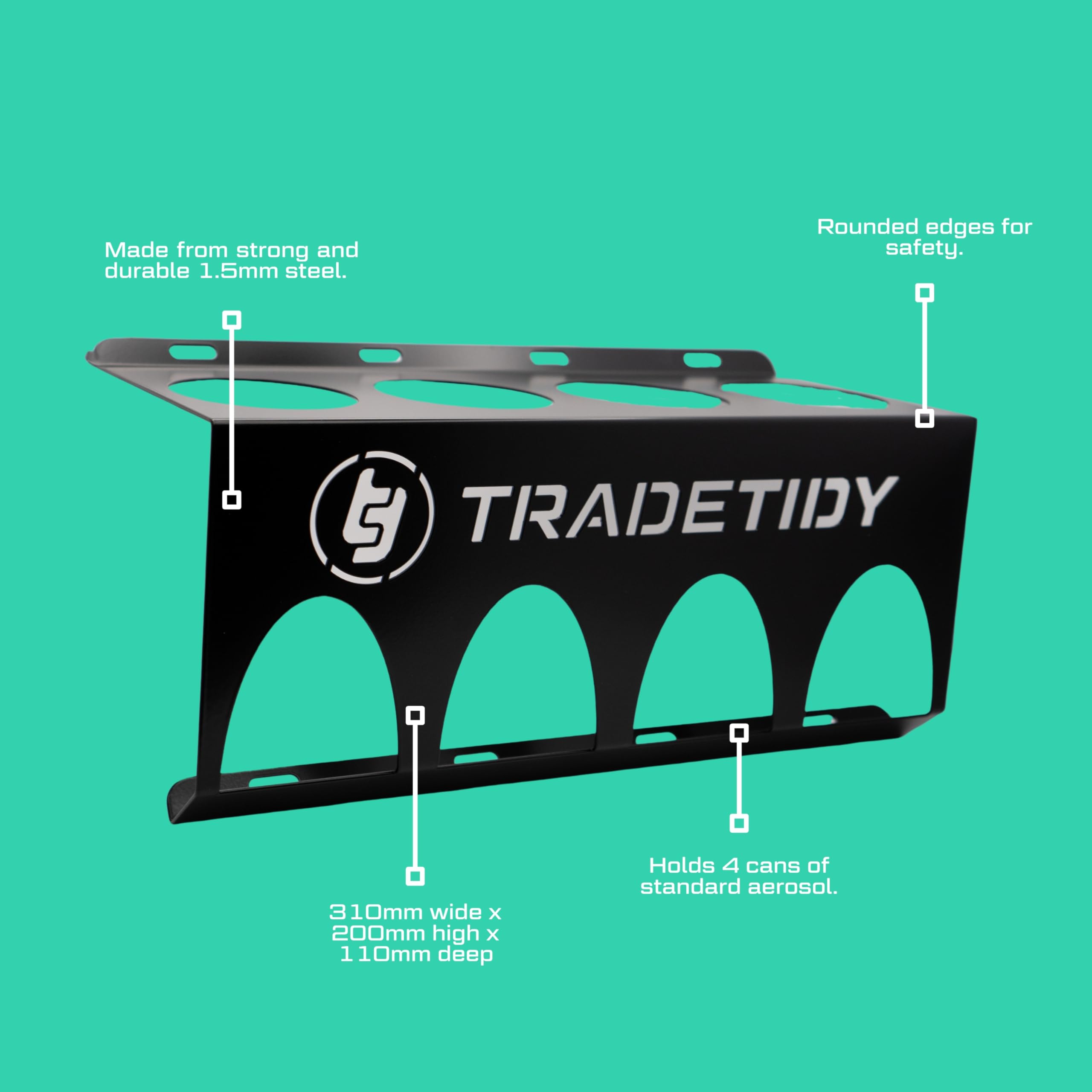 Tradetidy Supporto per bombolette spray, ideale per furgoni, garage, officine, realizzato in acciaio (nero)