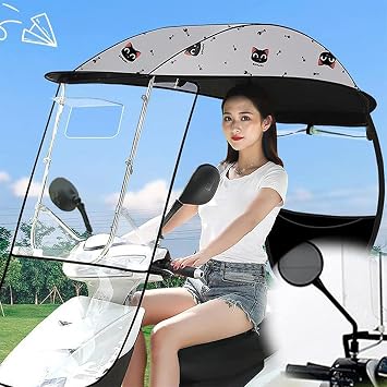 Motorcycle Scooter Cover Waterproof Outdoor,Electric Car Canopy Sun Visor Universal Motor Scooter Umbrella Mobility Sun Shade Rain Cover,A-Grey