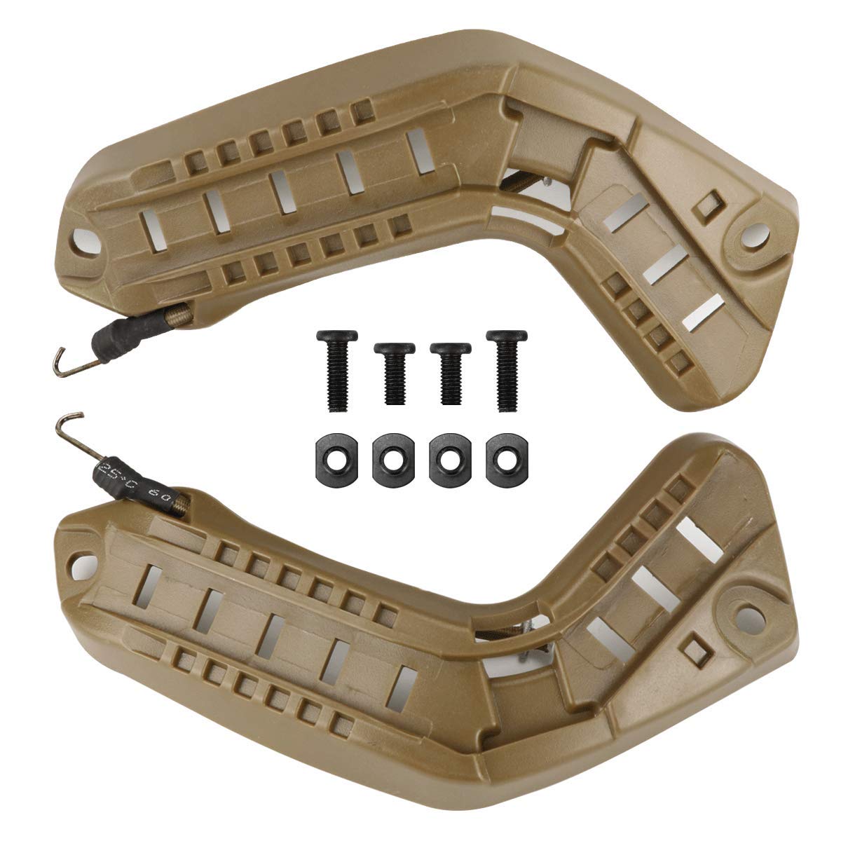 Adattatore Per Montaggio Guida ARC Per Caschi Tattici - 2 Pezzi - Girevole 360° - Picatinny - Nylon - Colori: Nero, Verde, Fango, Grigio