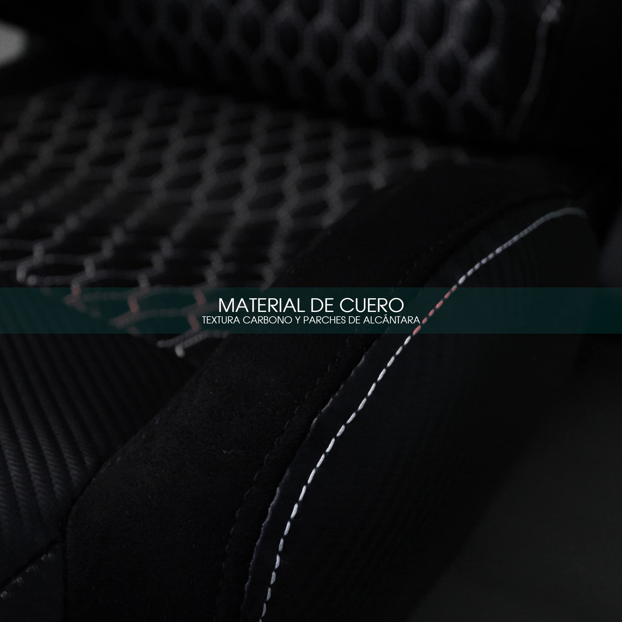 M MODAUTO Semibaquet B,E Cuero Negro/Detalles de Rombo/Alcántara y Respaldo Fibra Carbono,Semibaquet Deportivo,Adaptable para Coches,Ríeles Incluidos,para Coche y Simulador de Conducción,N725LR