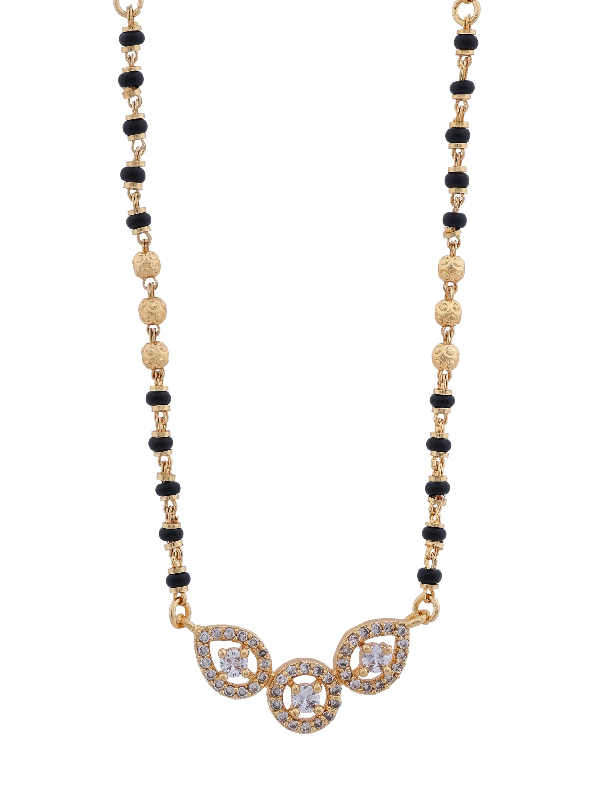 Stylish Womens Gold Plated Brass S Hook Closure Mangalsutra With American Diamond | Lightweight & Elegant Mangalsutra For Womens | Ideal For Gift (Gold)-image-13
