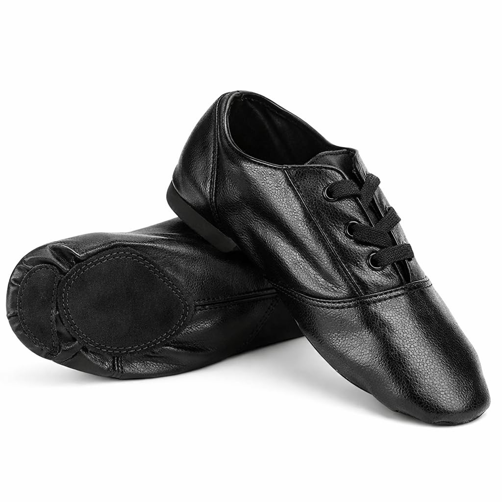 Chaussures de Danse Jazz, Chaussures de Jazz PU de Haute qualité, Chaussures de Sport à Enfiler élastiques pour Enfants Adultes