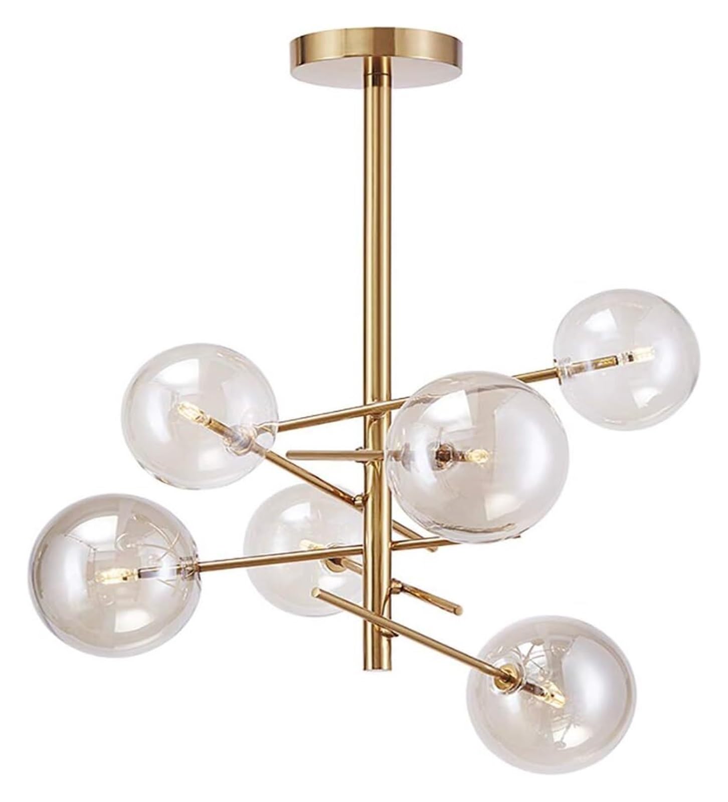 Lustre suspendu à branches or et cognac pour chambre chic