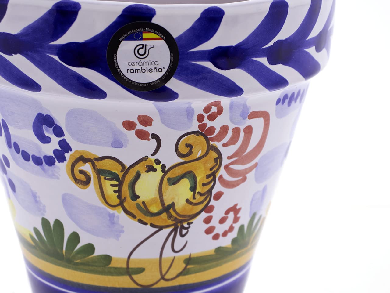 CéraMIQUE RAMBLEÑA | Pot de fleurs suspendu avec piscine | Pot de fleur à suspendre | Pot mural Patios de Cordoue Monteria - Modèle D125 | 100 % décoré à la main | 13,5 x 12 x 16 cm